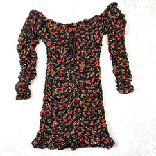 NWT Dress XL Being Romantic Ruched Mini Black/Red Floral Fashion Nova Witchigoth