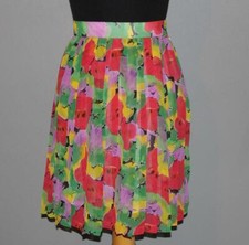 VTG SUSA Colorful Abstract Floral Flowy Lined Pleated Skirt Wms 36 Approx SM