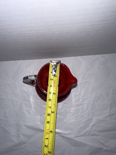 Vintage Pilgrim Handblown Red White Swirl Pitcher Decanter Vase 4.75” Watercolor - Picture 8 of 12