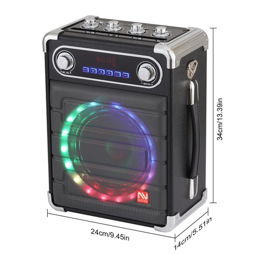 6.5" Portable Kara OK Bluetooth Audio Speakers + Dual Wireless Microphone Party - Picture 4 of 24