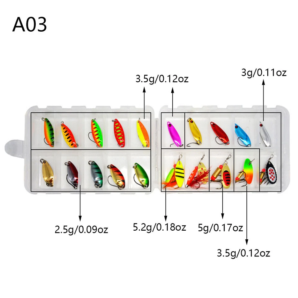 20x Angelköder Spinner Köder Set Forellen Angelköder Bassköder mit Tackle Boxen - Bild 3 von 4