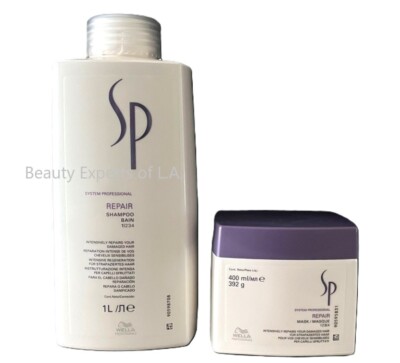 DUO Wella Professionals SP Repair Shampoo 1000ml & Mask 400ml for Damaged Hair