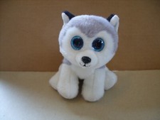 Ty Beanie Boos Buff the Husky Dog Plush Stuffed Animal Blue Glitter Eyes 6''