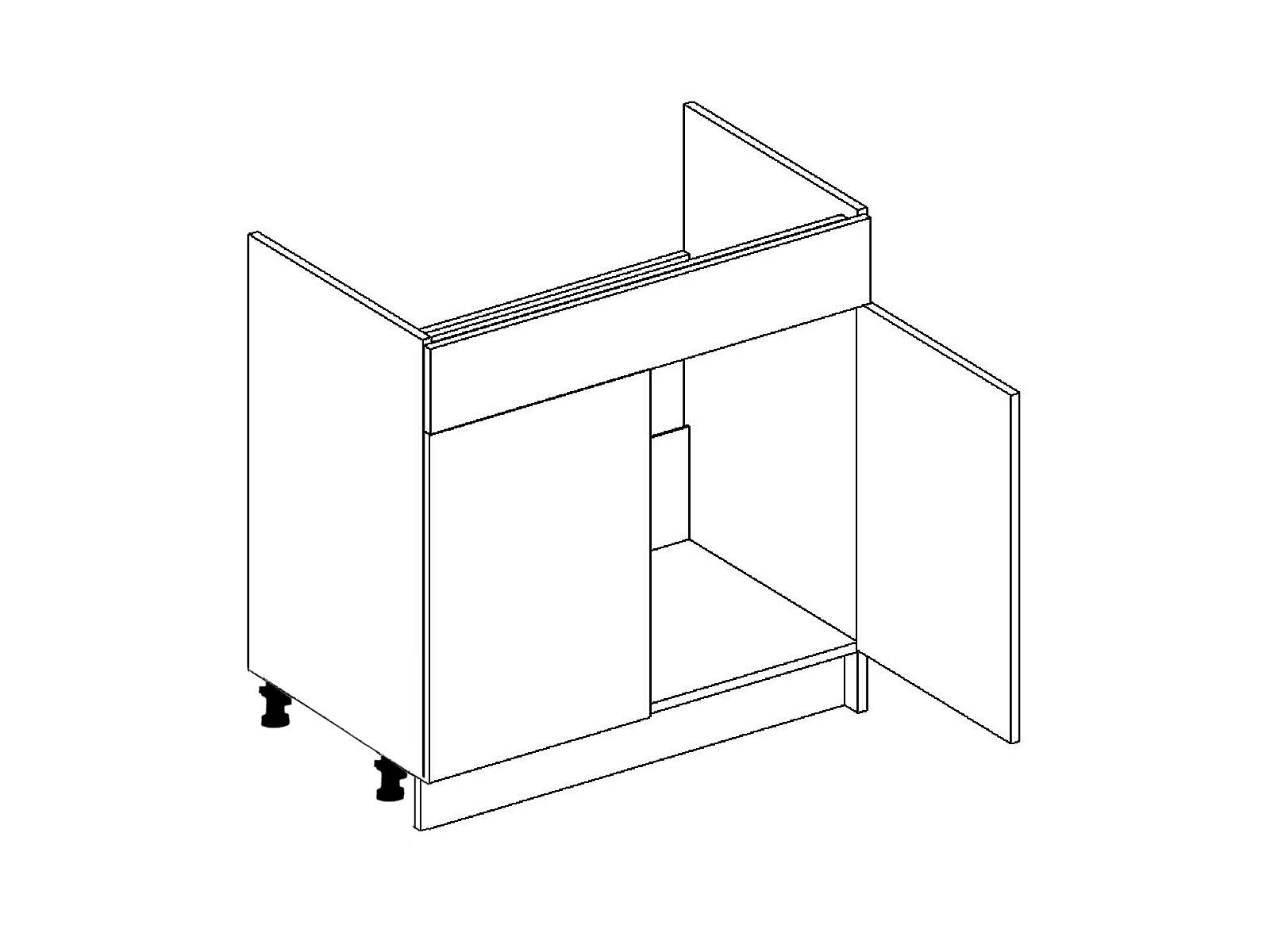 Kitchen Sink Unit 2 Doors Cupboard Base 800mm 80cm Soft Close Grey