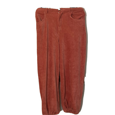 Double Zero Pants Joggers Spicy Salmon Pink Velour Stretch Knit  High Waist S