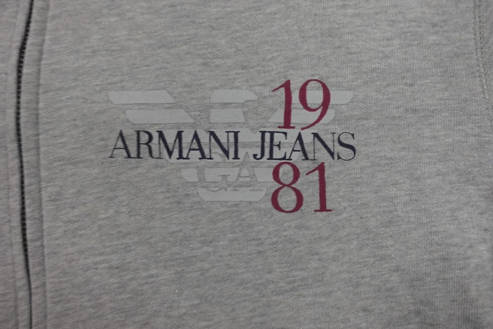 Armani Jeans Sweatshirt Mens Large Gray Fleece Full Zip Logo Spellout - Image 4 of 4