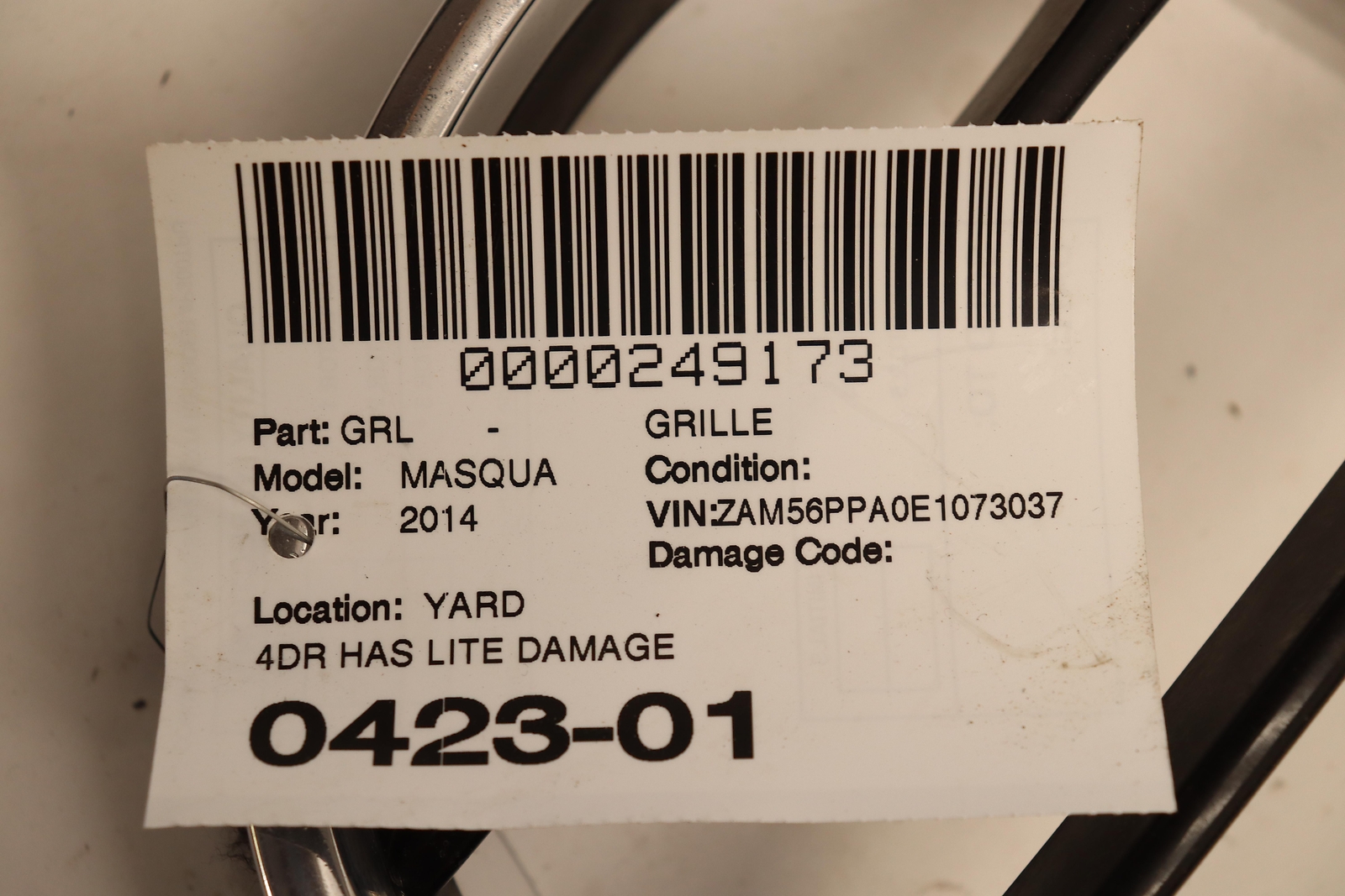 2014 MASERATI QUATTROPORTE FRONT UPPER BUMPER COVER GRILL GRILLE OEM