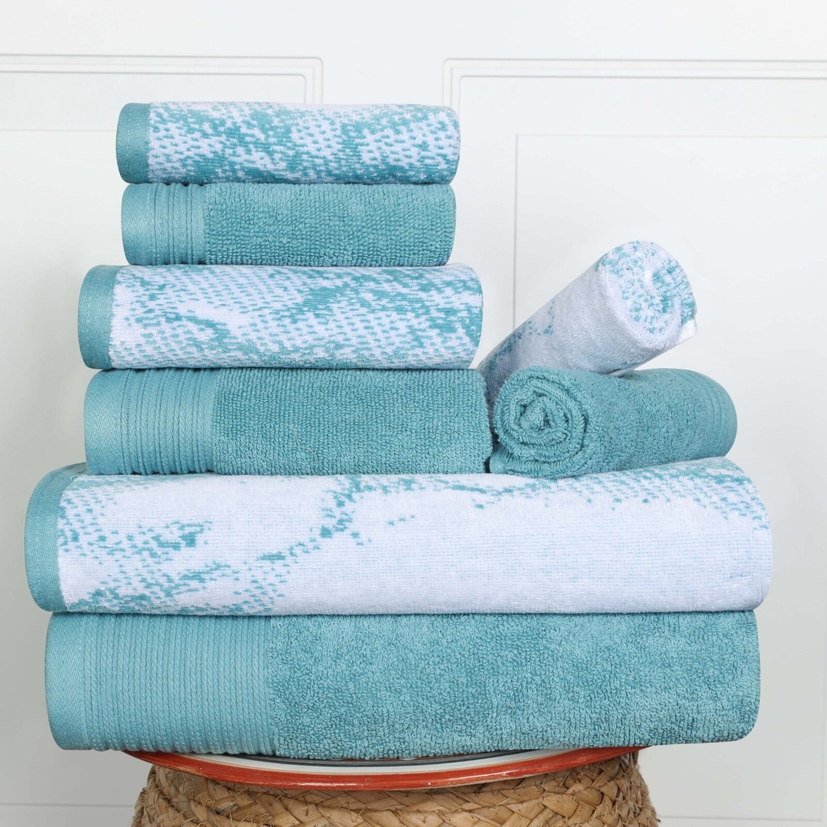 Piece Marble Effect Cotton Super Soft Washcloth Hand Towels