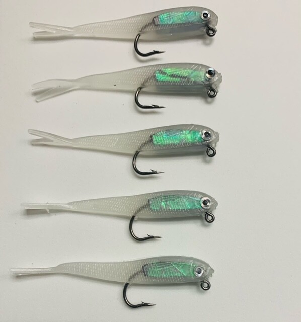 NEW Split Tail Minnow 3" 1/8 oz Hook Size #2 Weighted Soft Bait Lures 5 Pack NEW Split Tail Minnow 3" 1/8 oz Hook Size #2 Weighted Soft Bait Lures 5 Pack