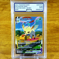Pokemon Evolving Skies Leafeon VMAX 205/203 AGS Gem-MT 10 Holo Secret Rare 2021
