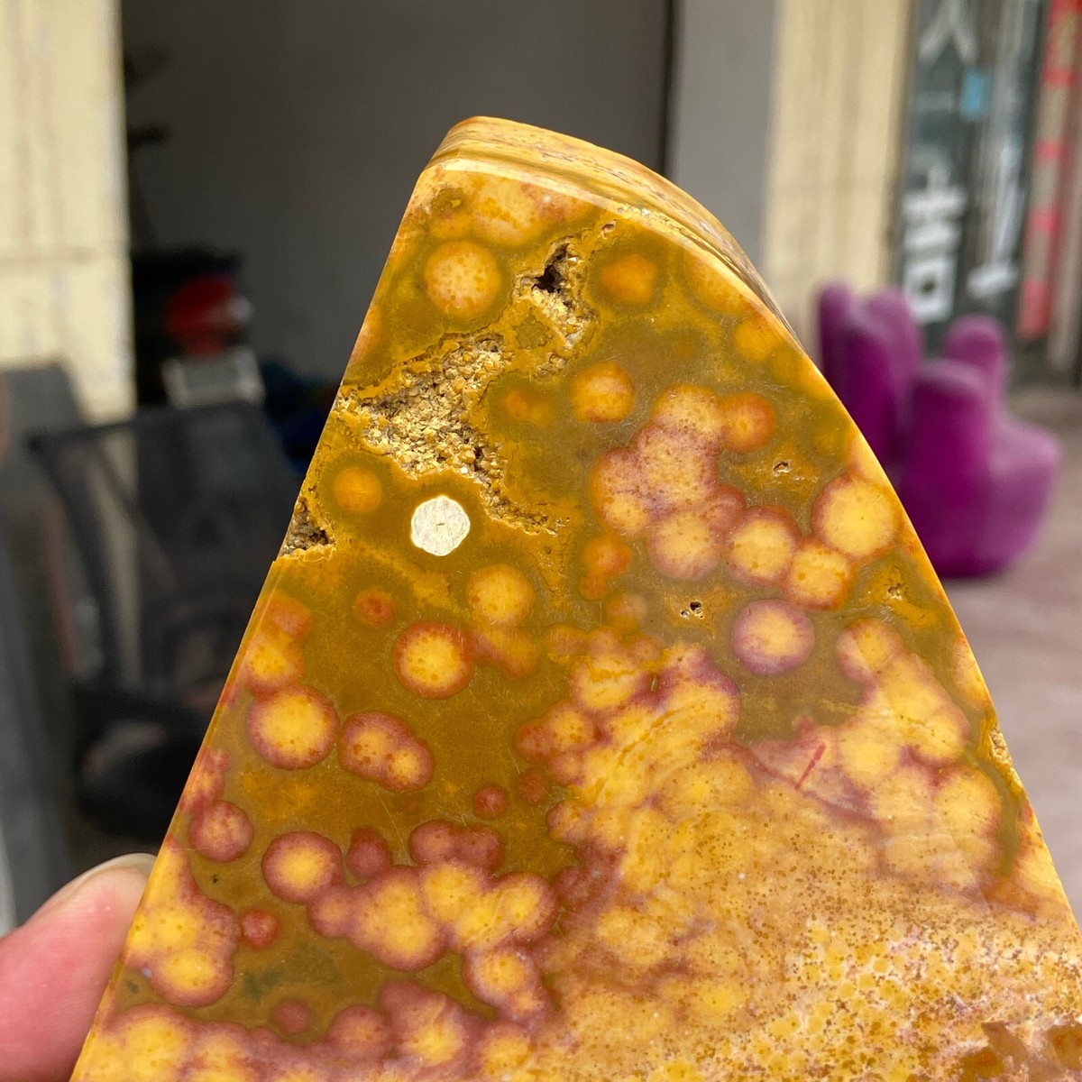 900g Rare Natural Yellow Ocean Jasper Slice Crystal Mineral