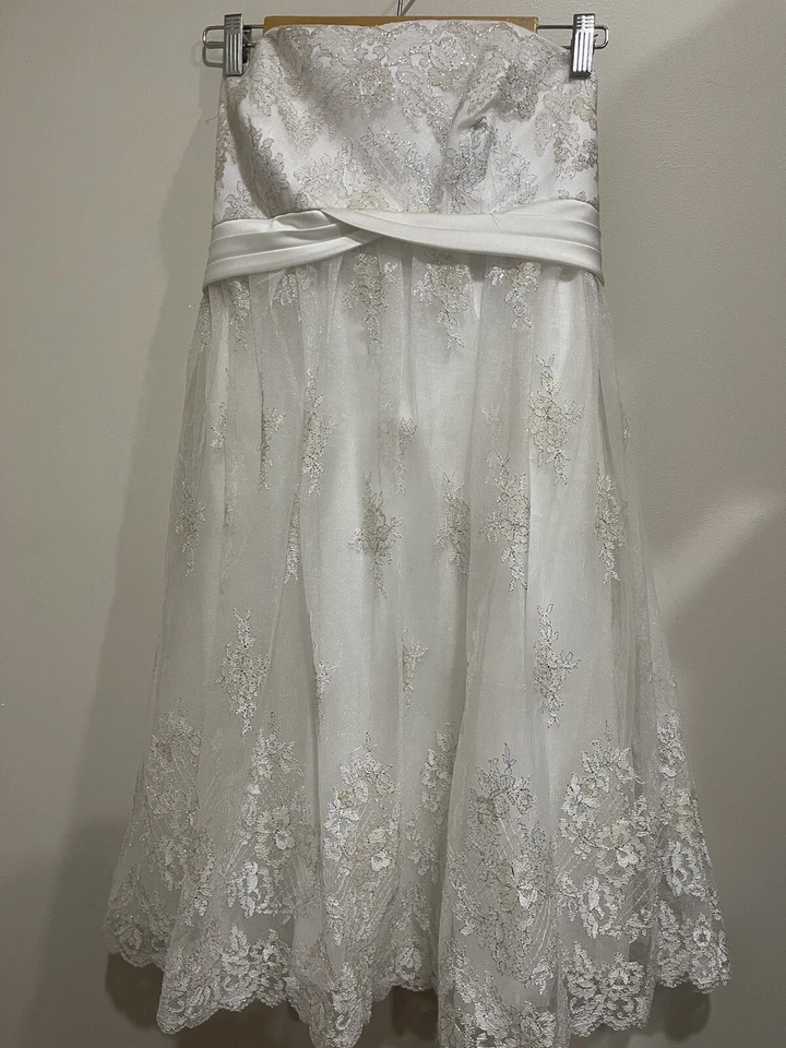 Alfred Angelo White Lace Dress Size 10 Strapless Dress - Image 2 of 4