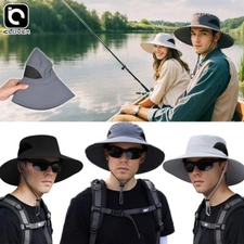 Wide Brim Bucket Sun Hat Outdoor Waterproof Men Women Fishing Hiking Camping Cap