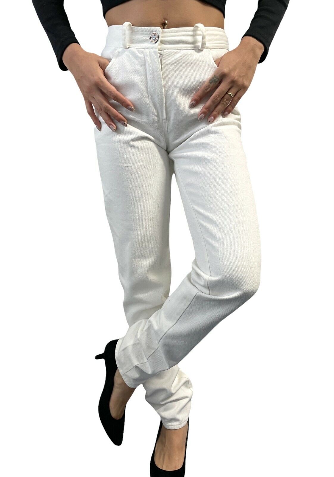 CHANEL Vintage Coco Mark Pants Bottoms Logo CC White Beige -  Israel