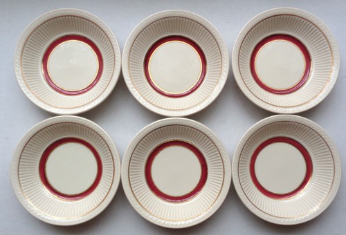 Shenango China Restaurant Ware Ribbed Gravy Boat Maroon Mustard 5 1/2" Set of 6 - Picture 2 of 5