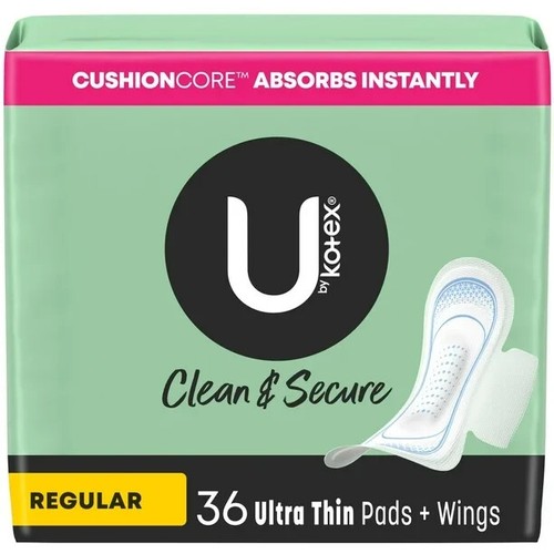 U by Kotex Clean & Secure Ultra Thin Pads, Regular Absorbency Wings - 216 (6x36) - 第 18/24 張圖片