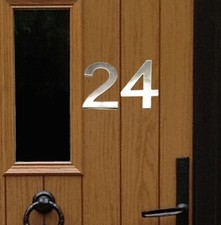 Stick-On House Numbers - No 24 - Stainless Steel - 10cm - Door, Fence, Gate