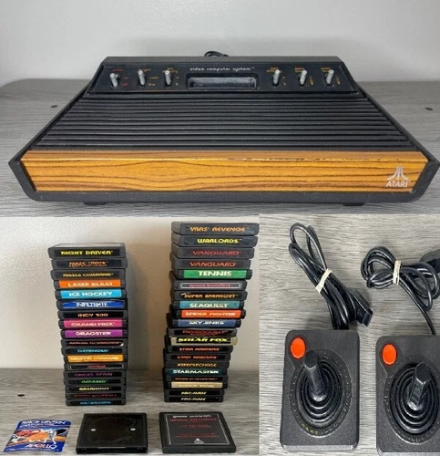 Atari 2600 6 Switch Console Bundle - 50 Games + 2 Joysticks, Paddles - TESTED