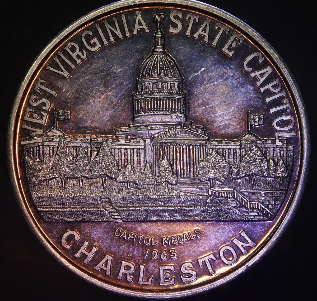1963 Charleston West Virginia Capitol Medals 1oz 999 FINE Silver