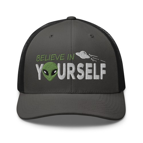 Alien UFO Believe in Yourself Trucker Hat for Men Women - Picture 14 of 25