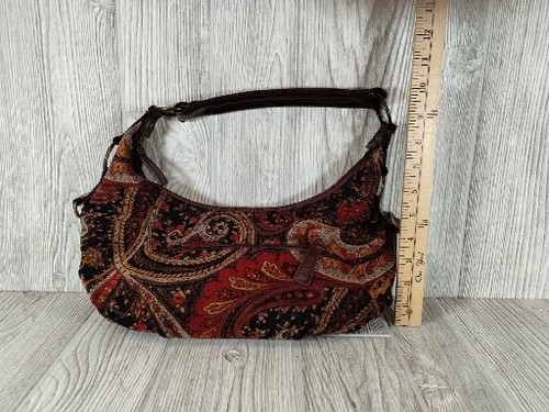 Gobelin Paisley Design Schultertasche Lederriemen fünf Fächer Lesen Geldbörse - Bild 9 von 9