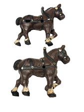 Pair Cast Iron Horses Replacement Part for Toy Horse Drawn Wagon Restoration
