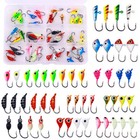 48pcs Ice Fishing Jig Set Fishing Lures Jig Head for Winter Fishing Hooks Kit