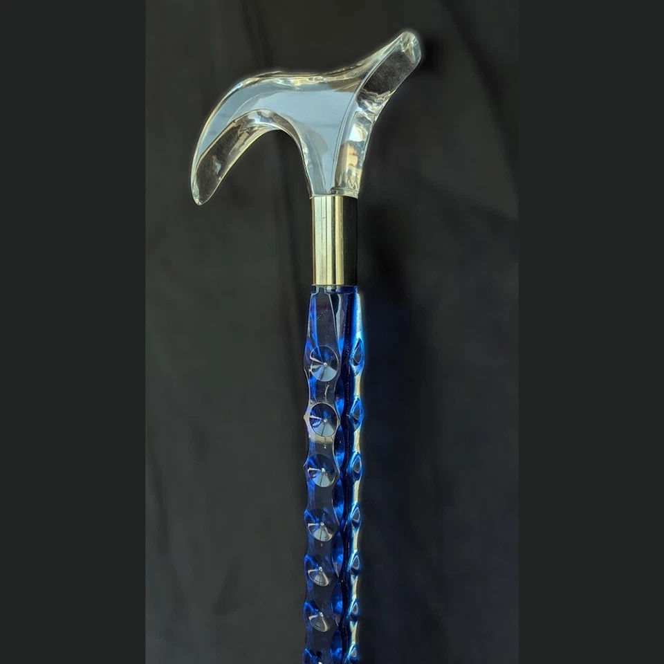 Elegant Crystal Acrylic Walking Cane | Derby Handle | Lightweight Mobility Aid - Image 4 of 4