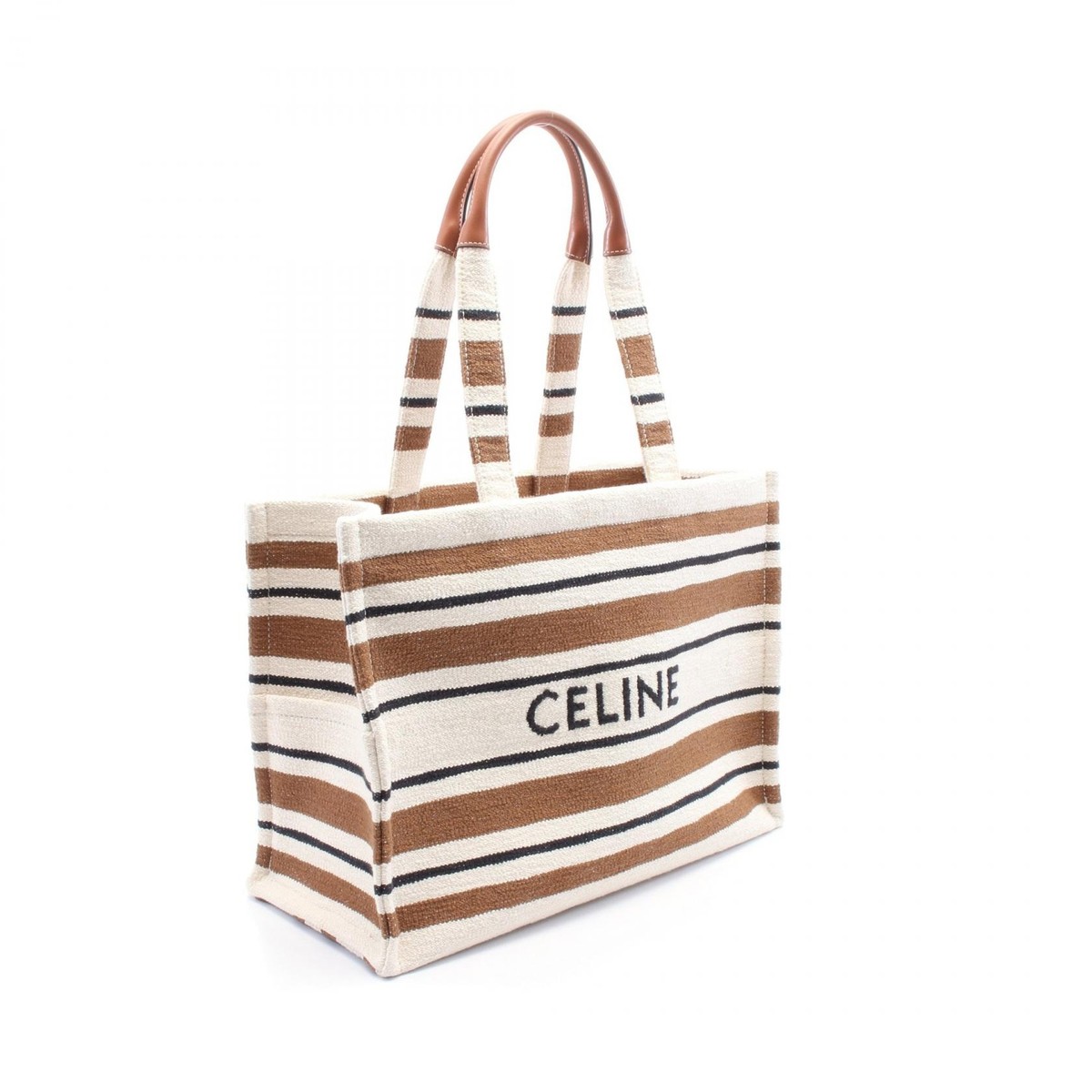 ★関税込み★ CELINE Cabas Thais BAG undefined Small cabas Thais in striped textile with Triomphe