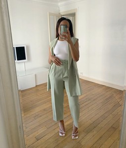 zara green trousers