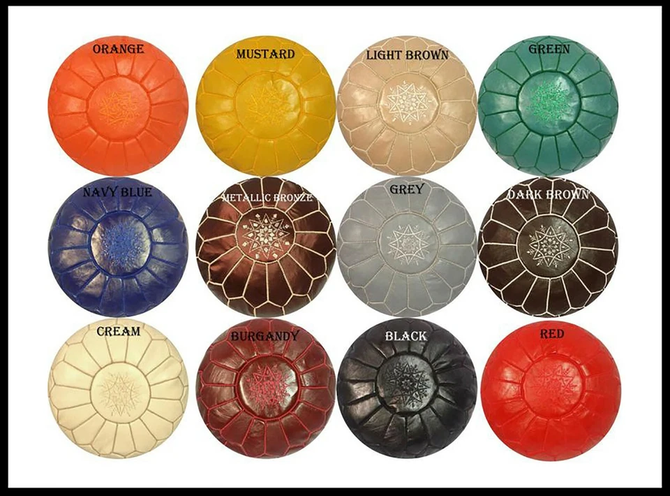 Top Moroccan leather Pouf ottoman available in many colors - Image 2 of 4