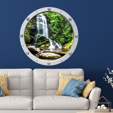 Waterfall 3D Porthole Wall Stickers, Vinyl Wall Decal Living Room, Bedroom Decor