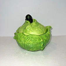 Vintage 1970’s Holland Mold Green Cabbage Serving Bowl W/Lid 