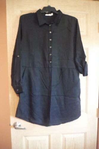 Time and Tru Women's size 20, Black, Button Down, Shirt Dress, Relaxed Fit, NWT