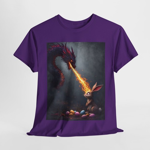 Fire Breathing Dragon vs. The Easter Bunny T-Shirt Funny Epic Battle Fantasy Tee - Picture 22 of 25