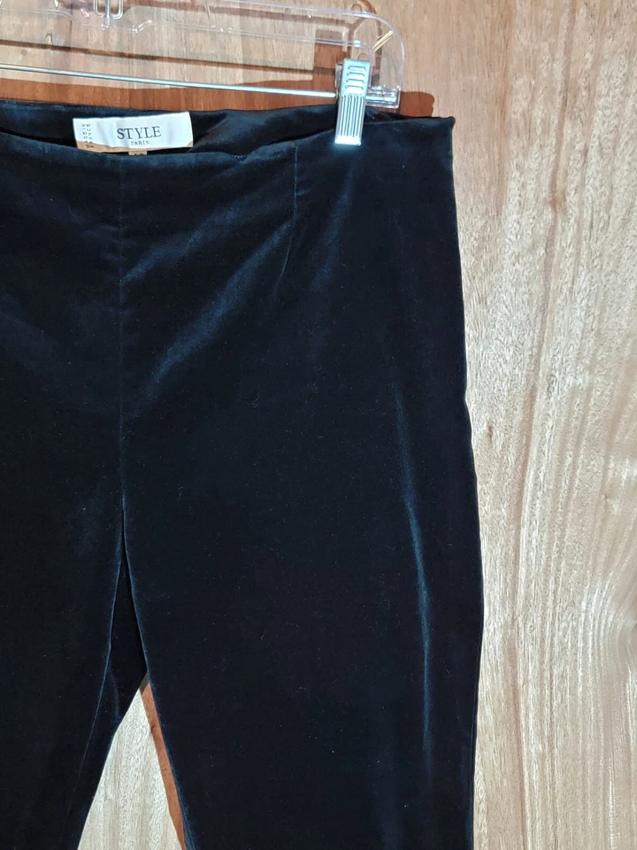 Estilo París Cremallera Lateral Terciopelo Vestido Pantalones Mujer 11 Slim Cónico Frente Plano Negro Foto 3 de 4