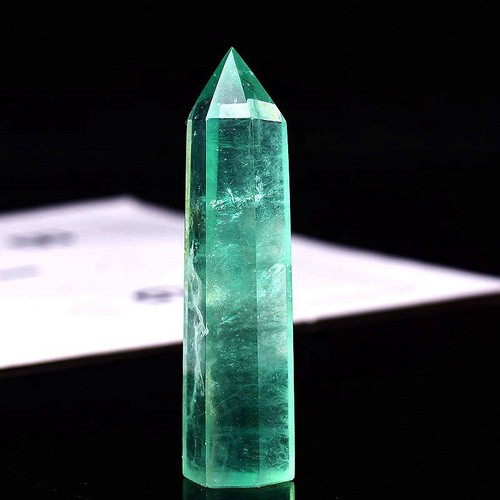 70-80mm Natural Green Fluorite Quartz Crystal Point Wand Obelisk Tower Healing - Picture 6 of 16