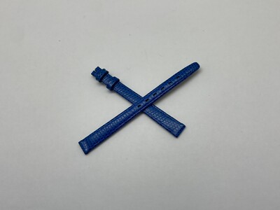 GENUINE Vintage Gucci Lizard Semi-matte Blue 10mm Watch Strap No Buckle