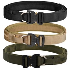1.57" Tactical Belt Quick Release Metal Buckle 2 Layer MOLLE Riggers Nylon Belt