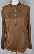 Spyder Womens Sz M Active Pullover Jacket Brown Long Slv 1/4 Zipper Base Layer