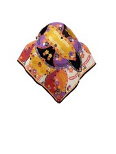 Floral Silk Scarf Square Psychedelic Mod Boho Vibrant Colorful A75