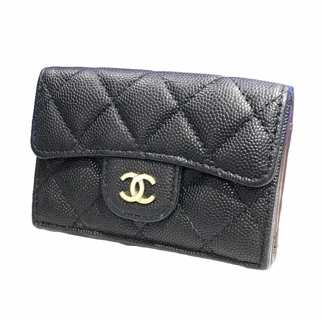Chanel Classic Small Flap Wallet in Caviar Leather Matelasse Trifold Style AP0230