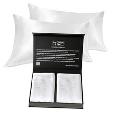 100 Mulberry Silk Pillowcases 2 Pack   22 Momme, King Size Set of 2 White