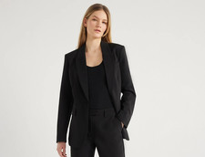 Scoop Women s Black Crepe Blazer One Button Career Jacket Size M 8-10 NWT