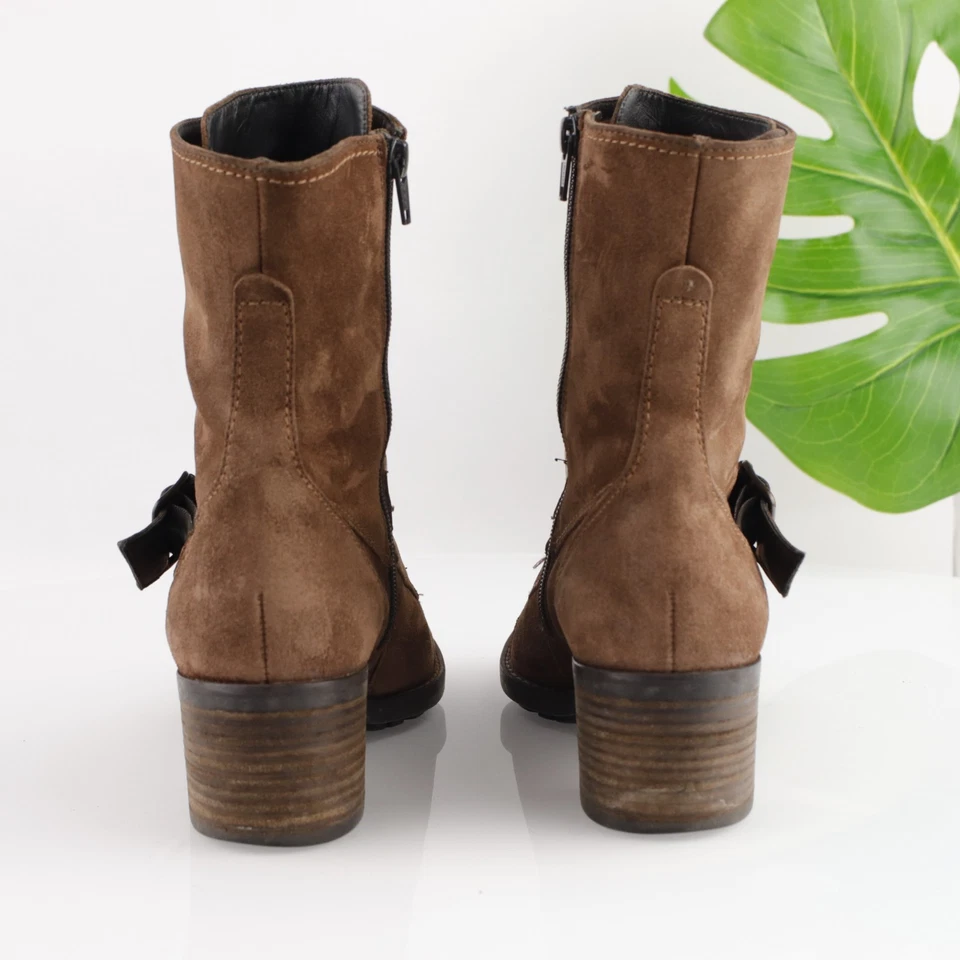 Paul зеленый женщин Норвегии загрузки размер 8 коричневый замшевый каблук ботинок шнурует вверх ремень - Изображение 4 из 4