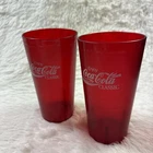 Set of 2 Vintage Coca‑Cola Classic Red Cambro Plastic Restaurant Cups 7.25” Tall