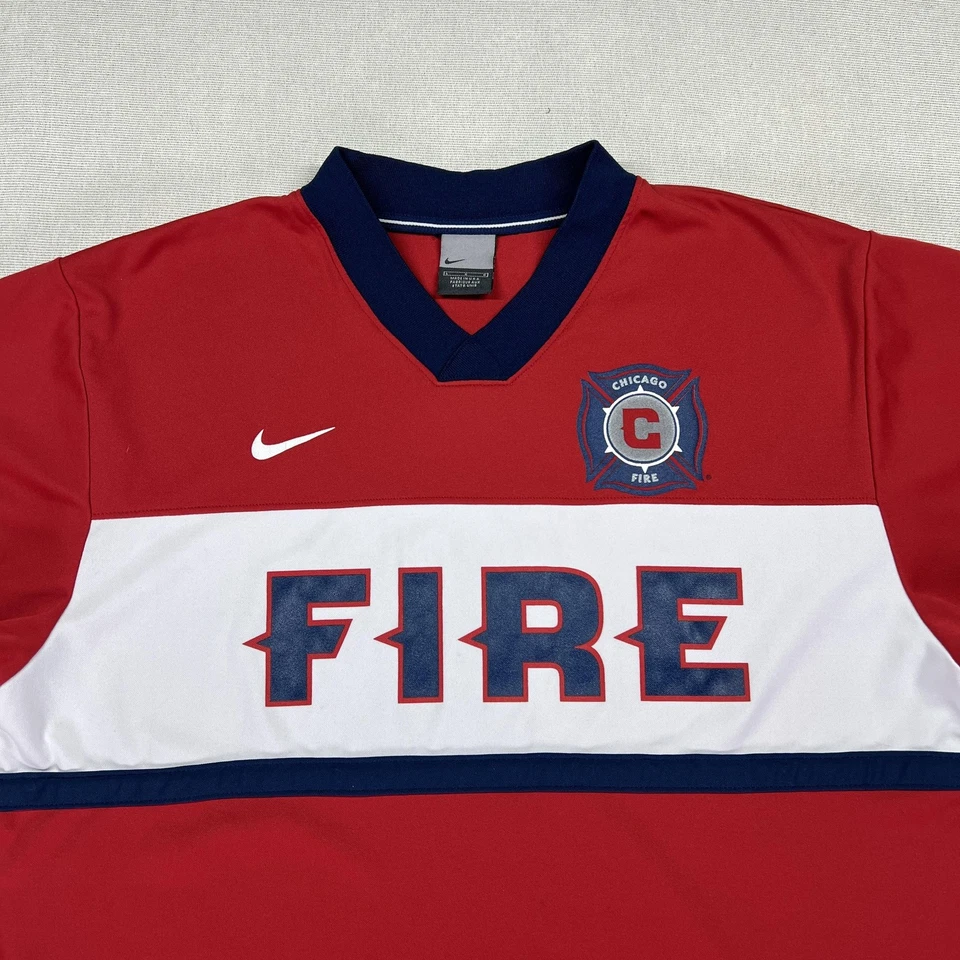 Camiseta de fútbol vintage Chicago Fire para hombre L roja MLS Nike Y2K camiseta de fútbol hecha en EE. UU. Foto 4 de 4