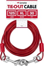 Tuff Pupper 30ft Dog Tie Out Cable, Heavy Duty Steel, No Tangle Swivel