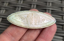 Antique Chinese Gaming Counter/Token MOP Carved pagoda building Mother of Pearl