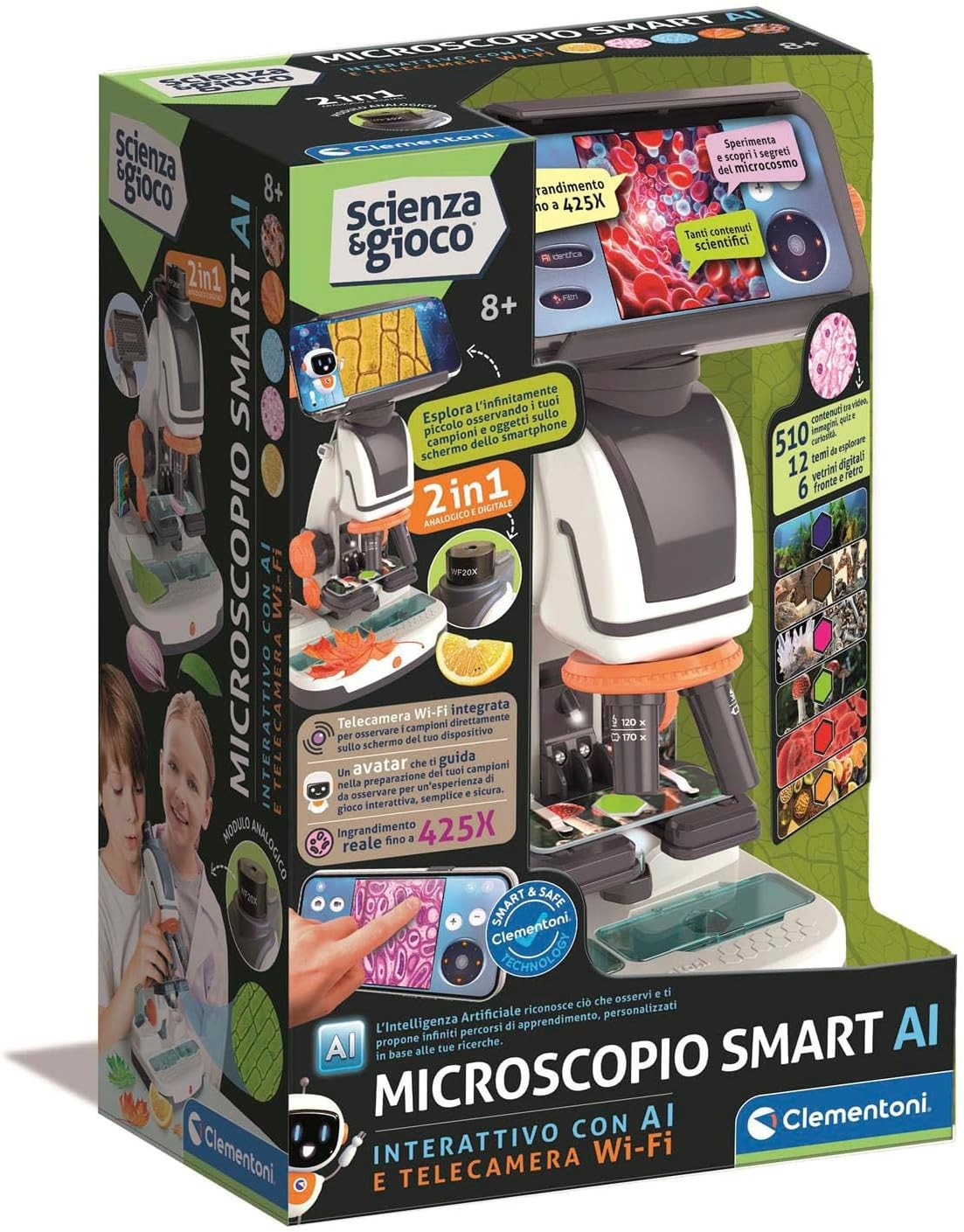Clementoni Microscopio Smart AI Scienza e Gioco Laboratorio con Telecamera Wifi - Immagine 3